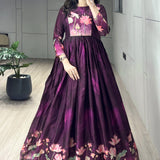 Designer Printed Manipuri Silk Gown