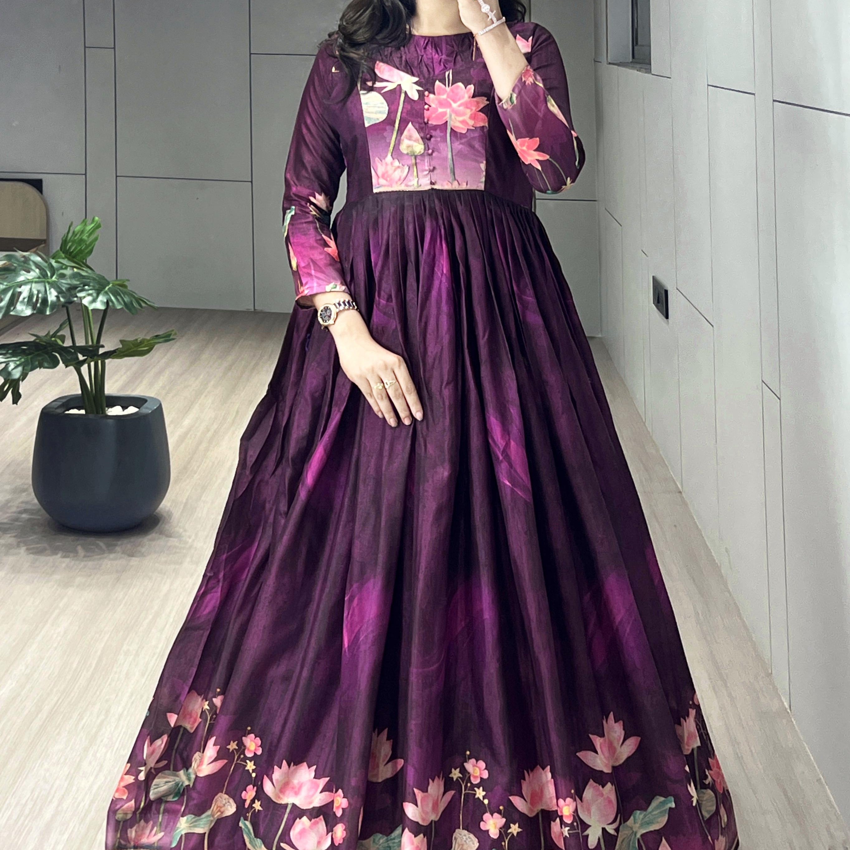 Designer Printed Manipuri Silk Gown