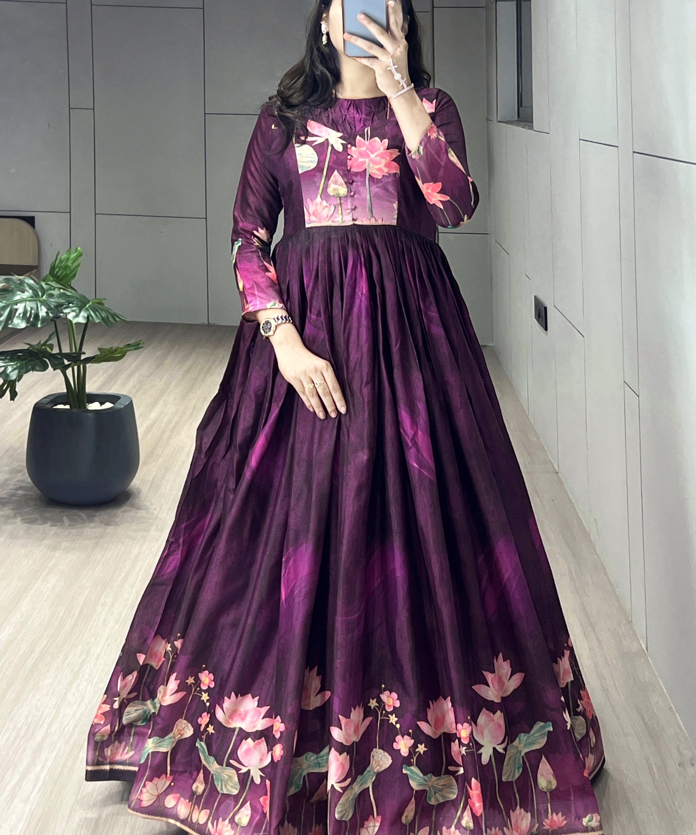 Designer Printed Manipuri Silk Gown
