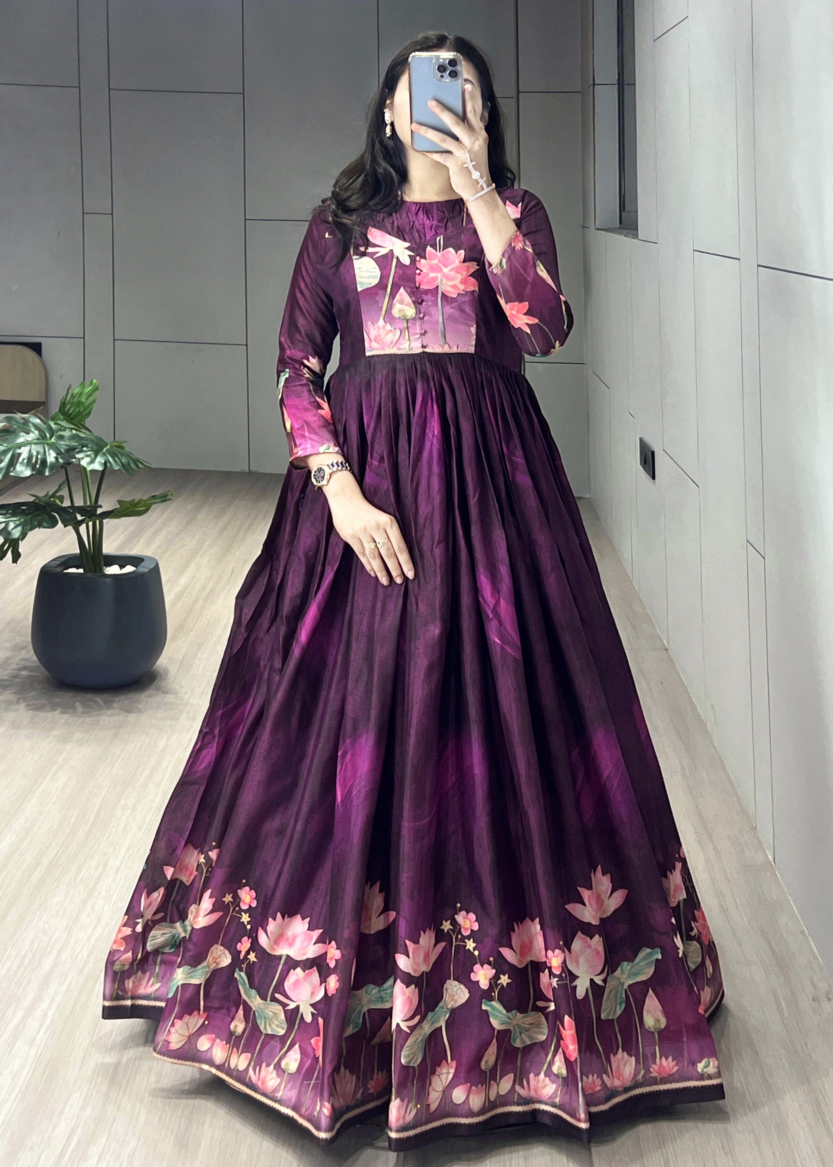 Designer Printed Manipuri Silk Gown