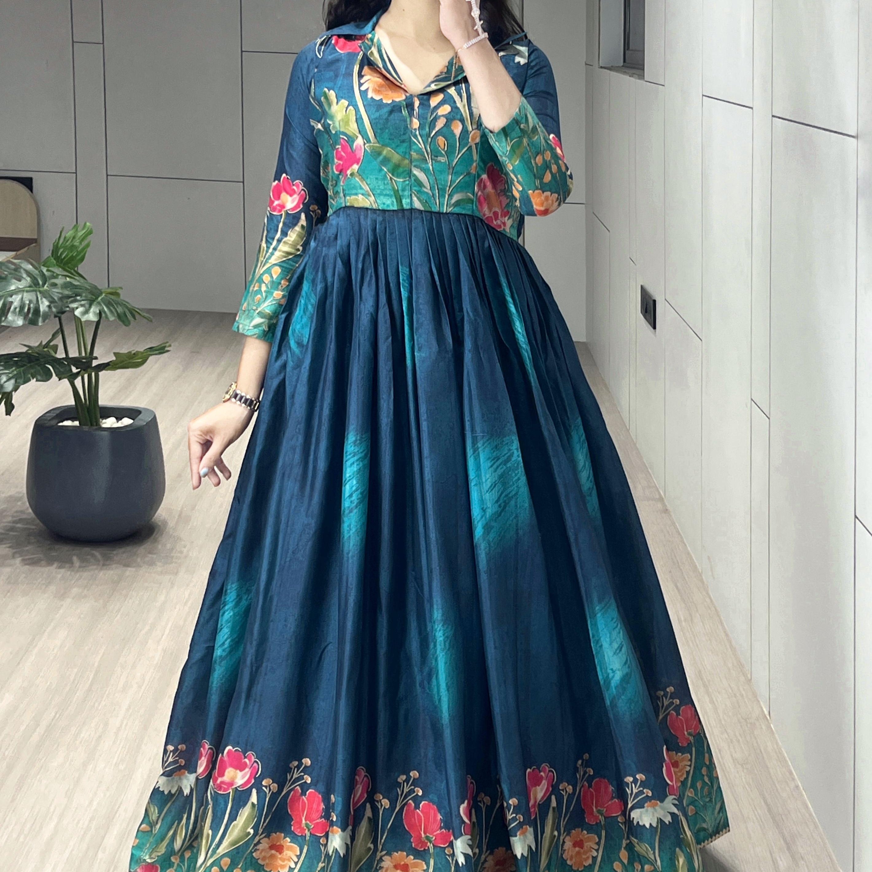 Designer Printed Manipuri Silk Gown