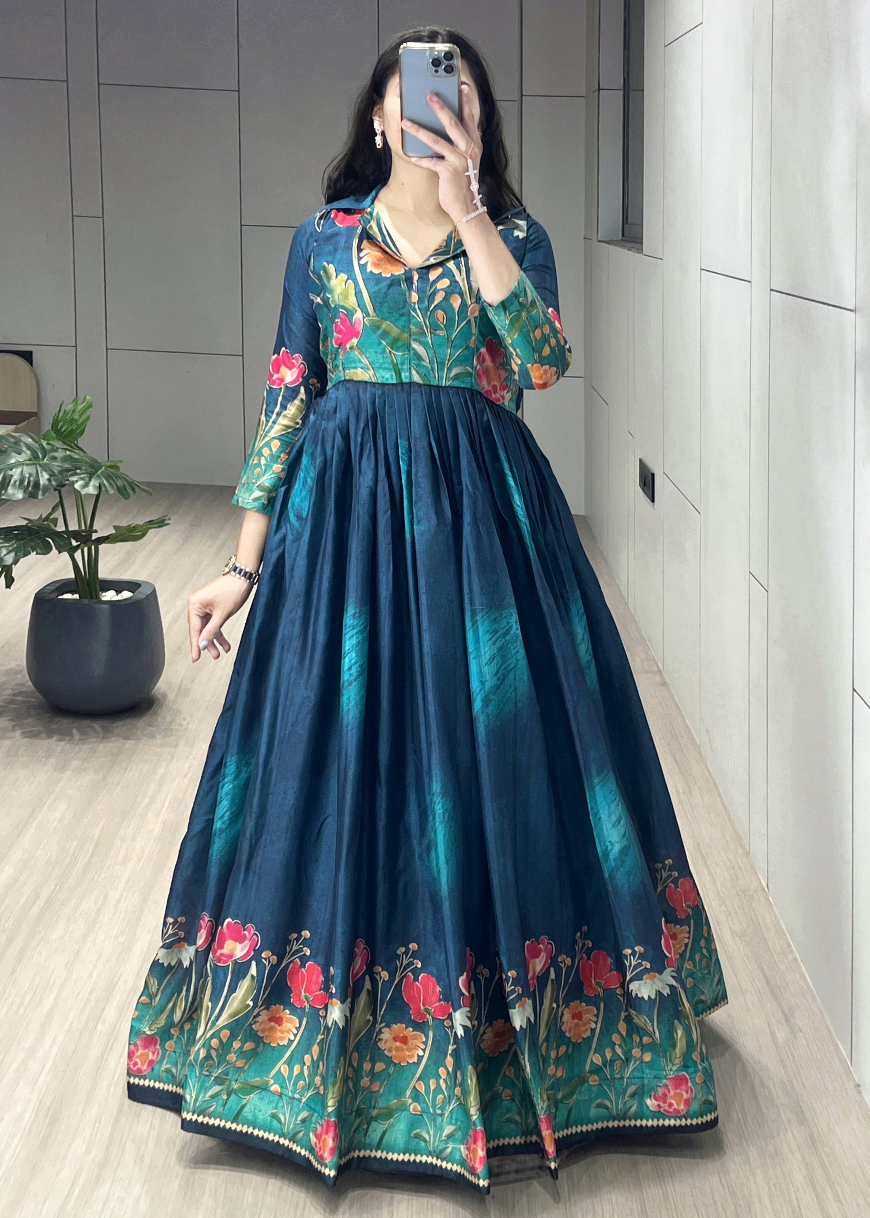 Designer Printed Manipuri Silk Gown