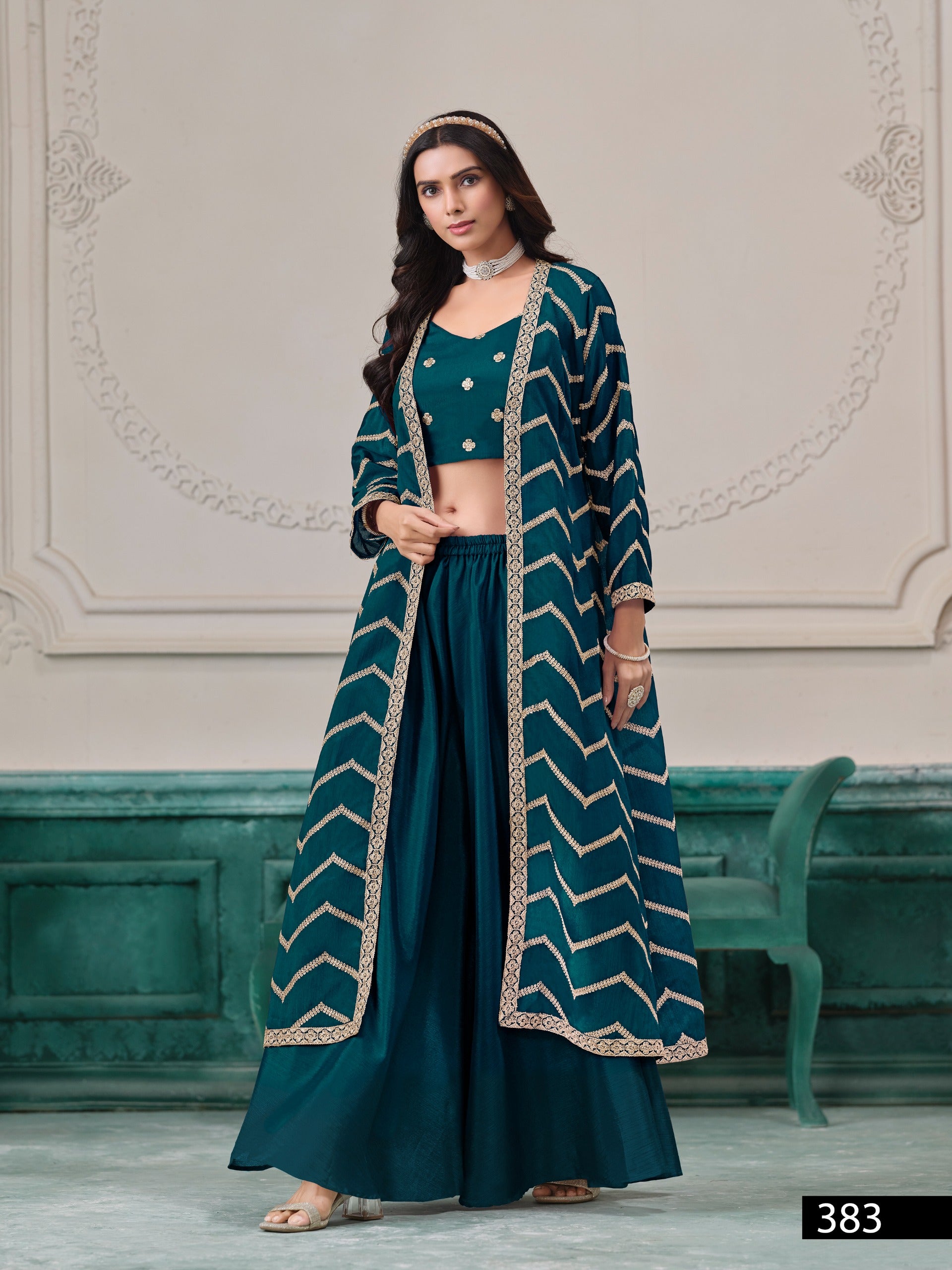 Designer Chinon Jacket Suit Set