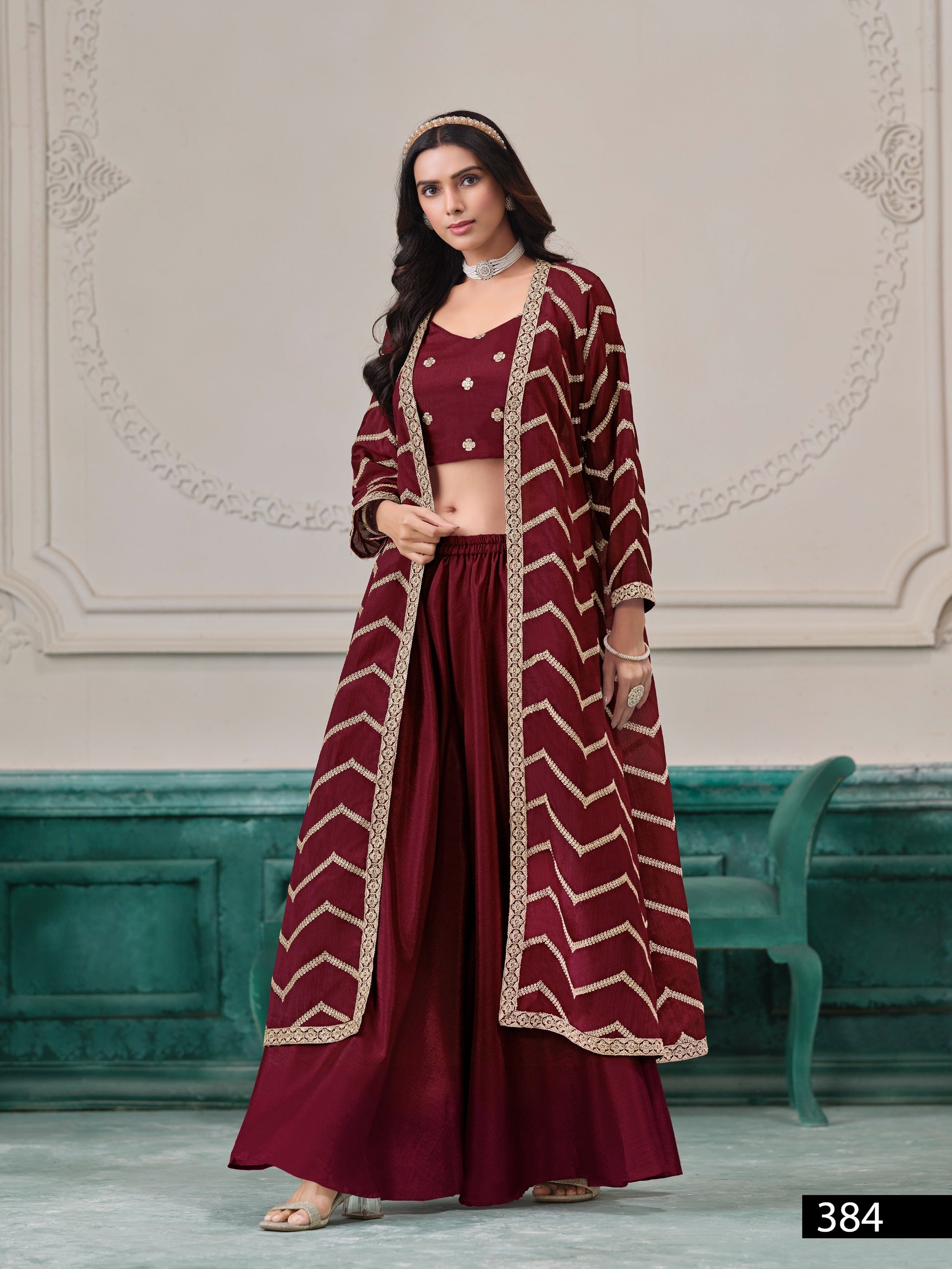 Designer Chinon Jacket Suit Set