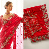 Blockbuster Red Embroidered Saree