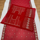 Blockbuster Red Embroidered Saree