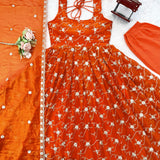 Orange Celebrity Embroidered Gown