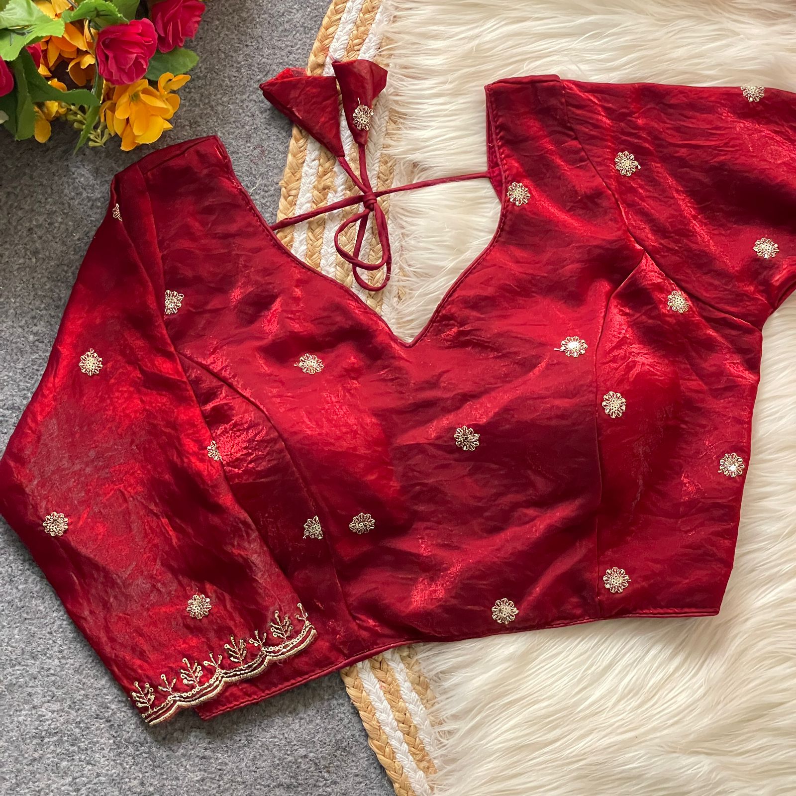 Heavy Star Beads Saree Blouse