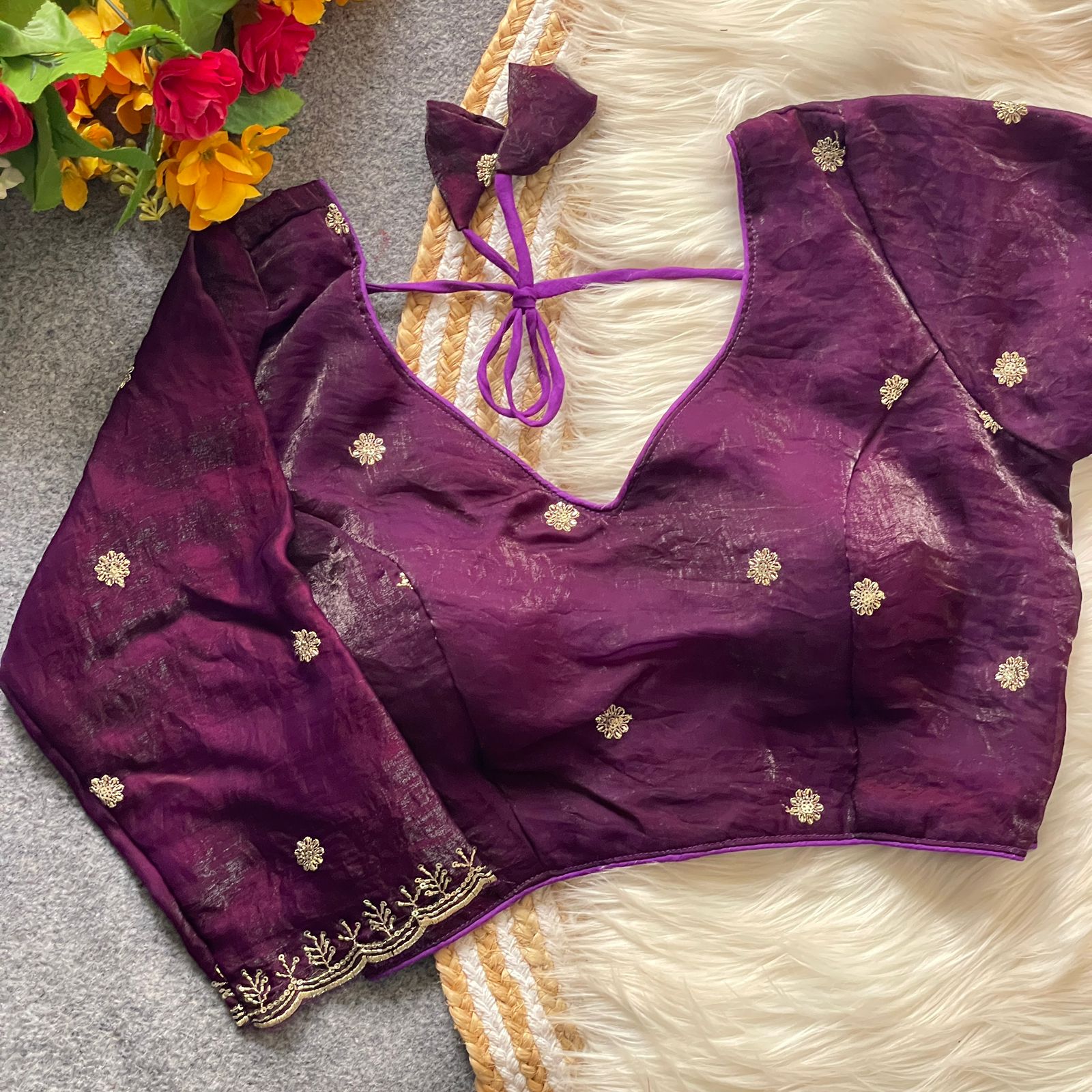 Heavy Star Beads Saree Blouse