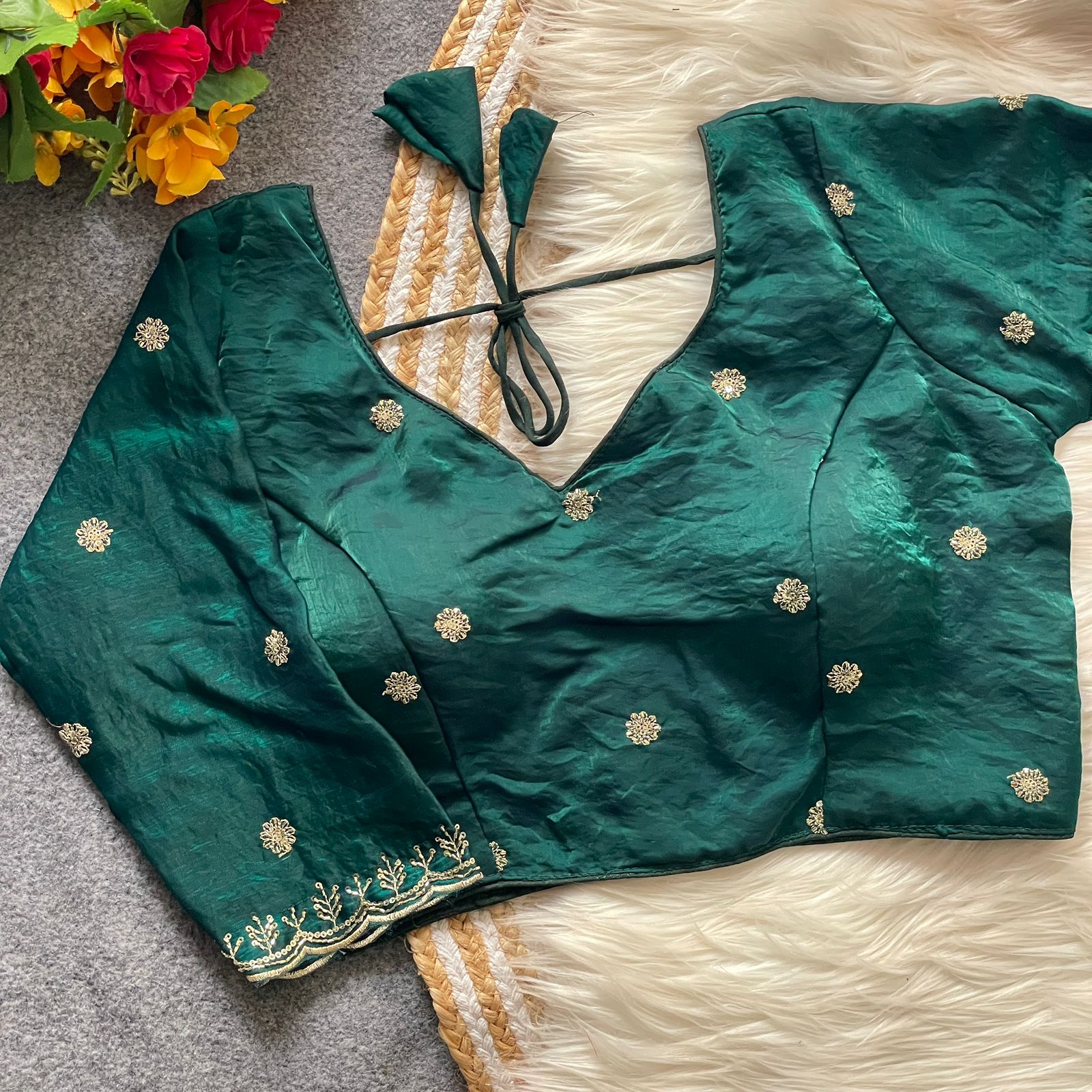 Heavy Star Beads Saree Blouse
