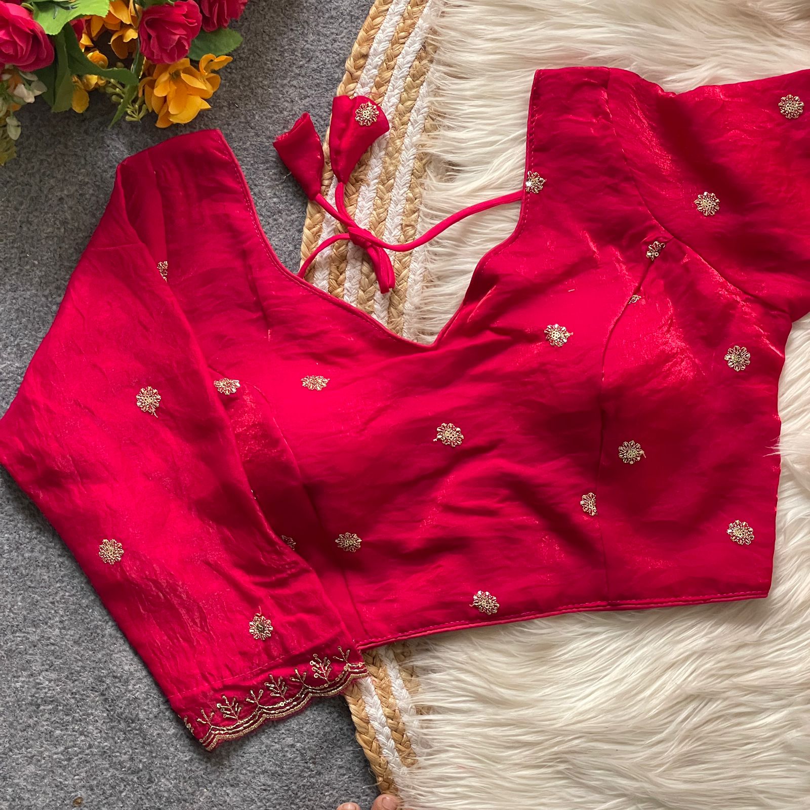 Heavy Star Beads Saree Blouse