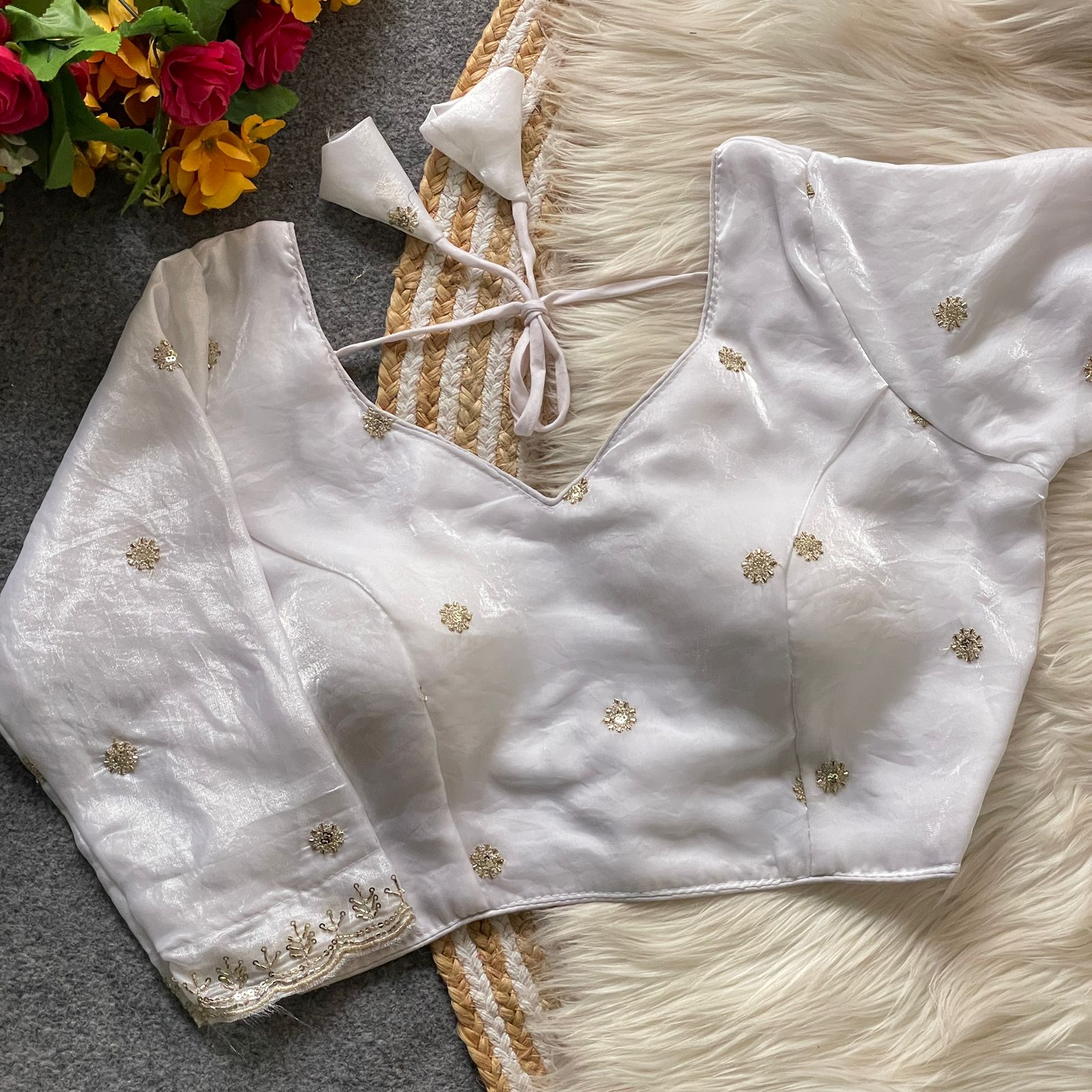 Heavy Star Beads Saree Blouse