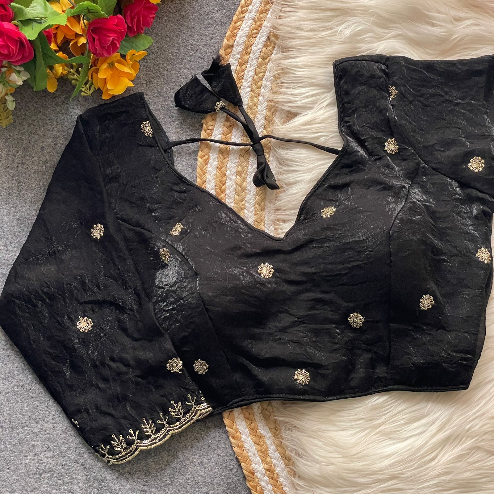 Heavy Star Beads Saree Blouse