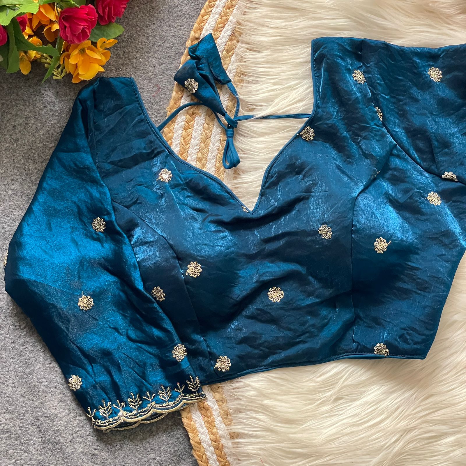 Heavy Star Beads Saree Blouse