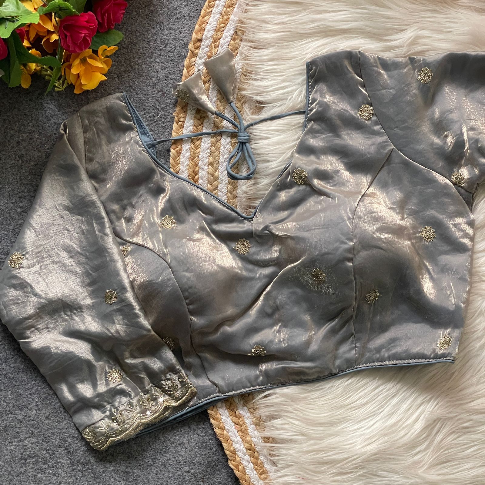 Heavy Star Beads Saree Blouse