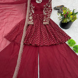 Designer Embroidered Top Plazzo