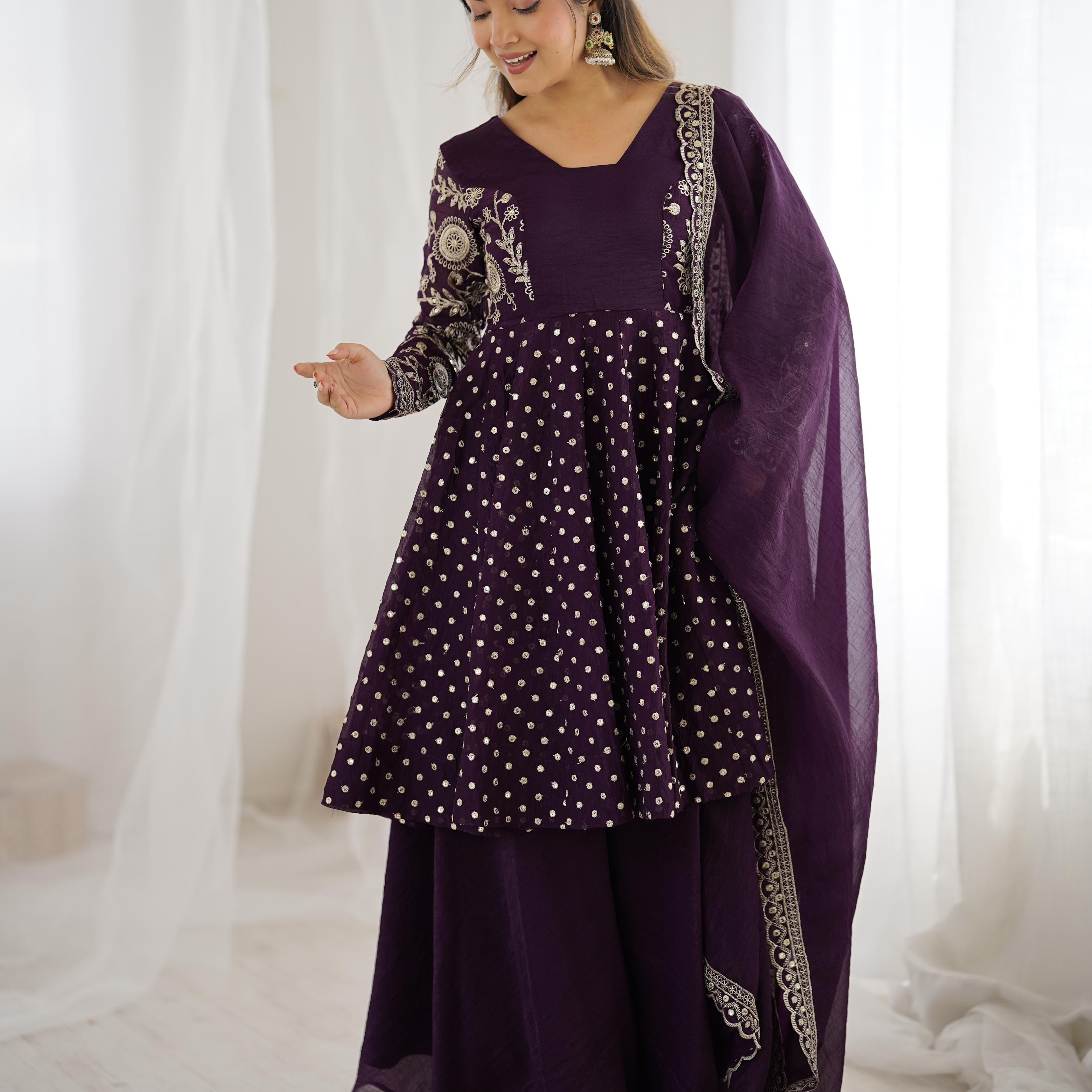 Designer Embroidered Top Plazzo