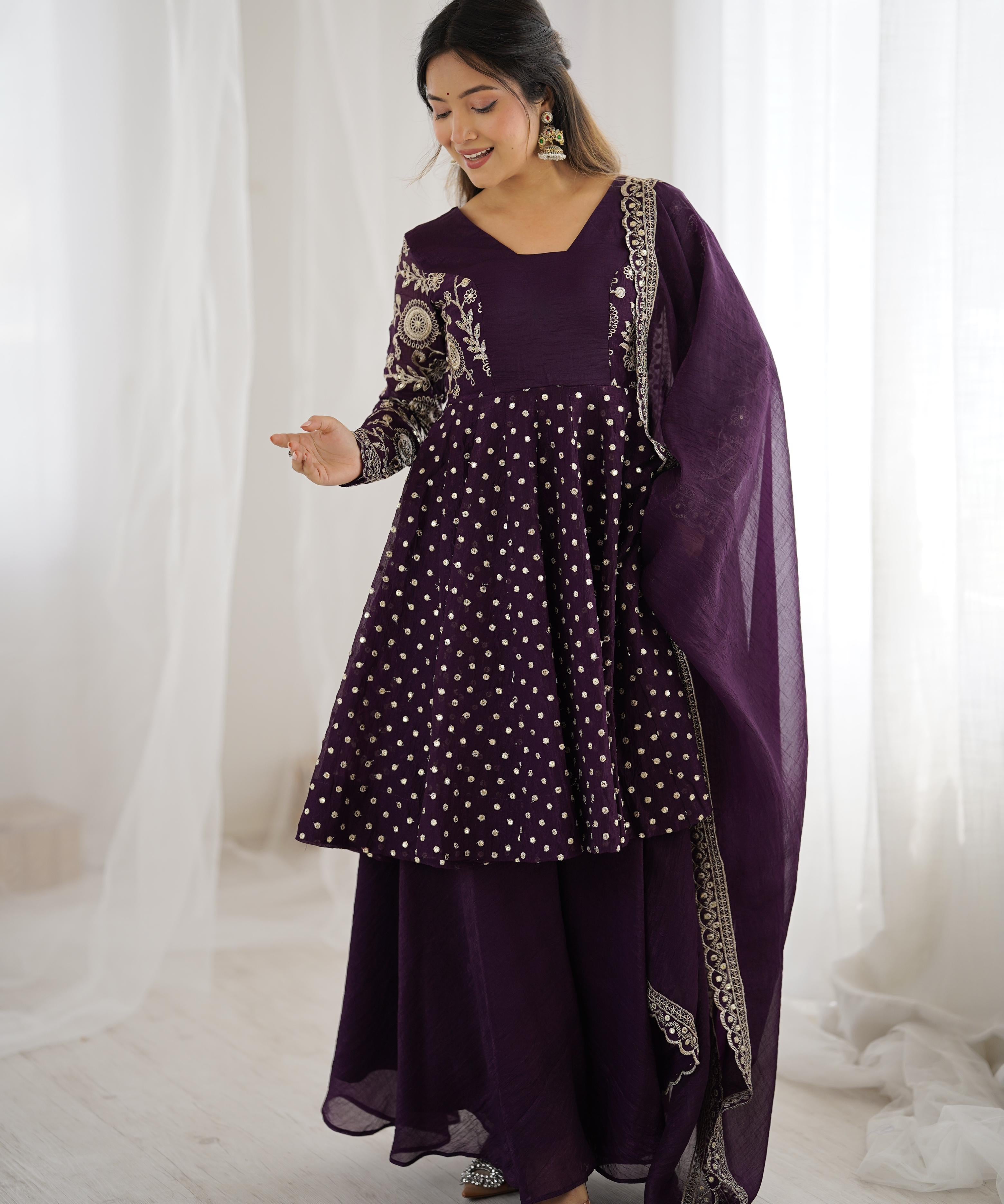 Designer Embroidered Top Plazzo