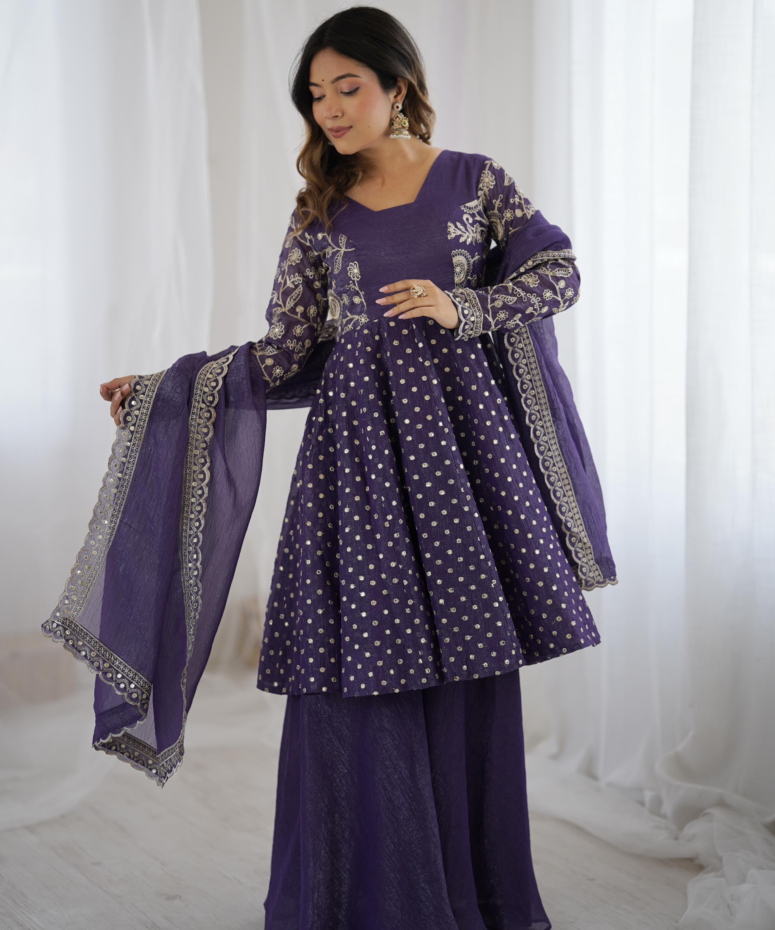 Designer Embroidered Top Plazzo