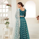Elegant Teal Net Lehenga Blouse