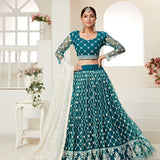 Elegant Teal Net Lehenga Blouse