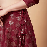 Maroon Elegant Teal Net Lehenga