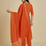 Orange Embroidered Kurti Pent