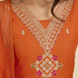 Orange Embroidered Kurti Pent