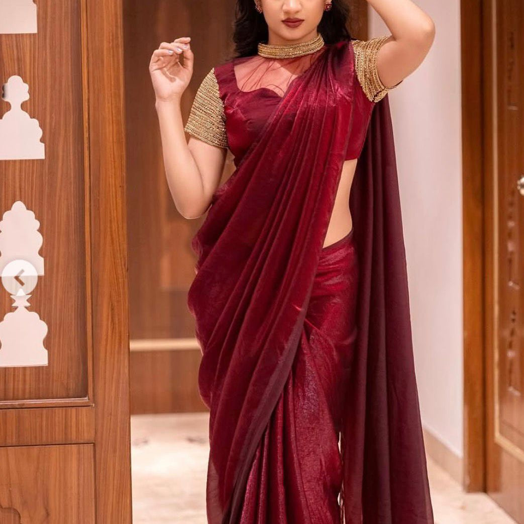 Premium Star Dust Satin Saree