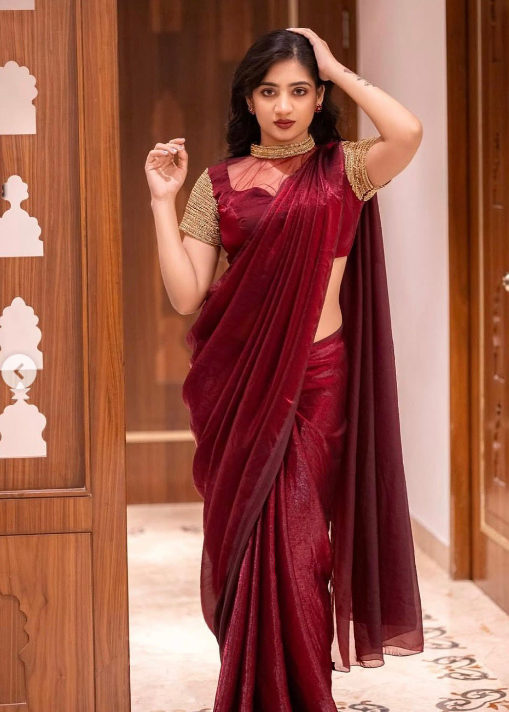 Premium Star Dust Satin Saree