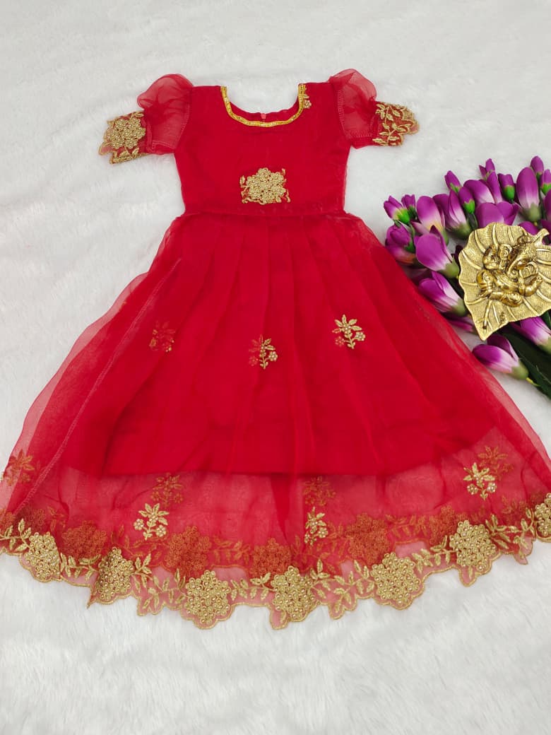 Pretty Flair Ornganza Kids Lehenga
