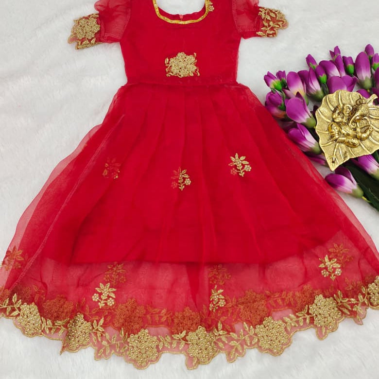 Pretty Flair Ornganza Kids Lehenga