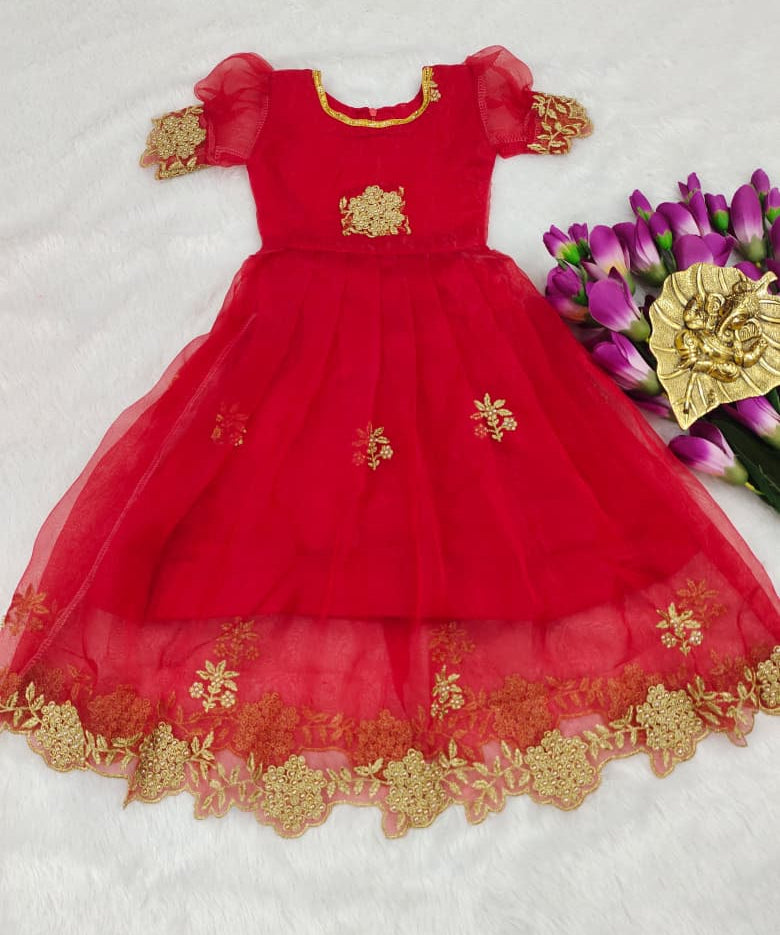 Pretty Flair Ornganza Kids Lehenga