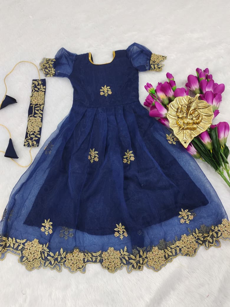 Pretty Flair Ornganza Kids Lehenga