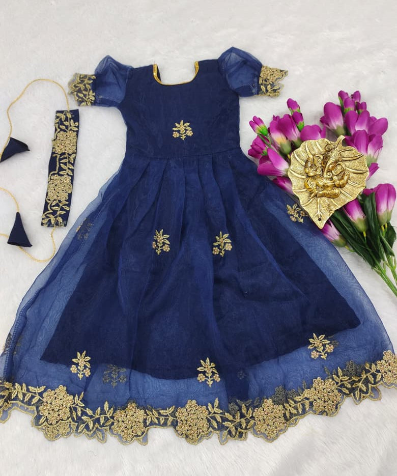 Pretty Flair Ornganza Kids Lehenga