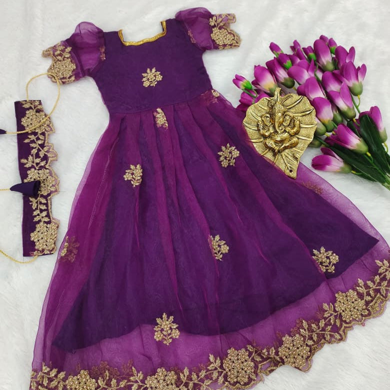 Pretty Flair Ornganza Kids Lehenga