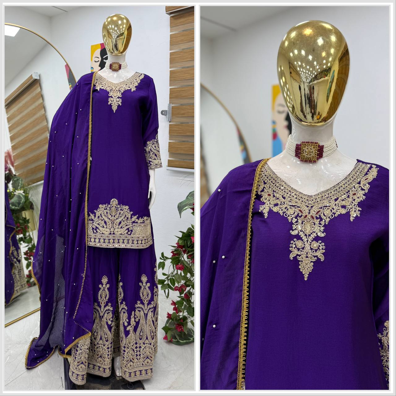 Classy Embroidered Sharara Suit