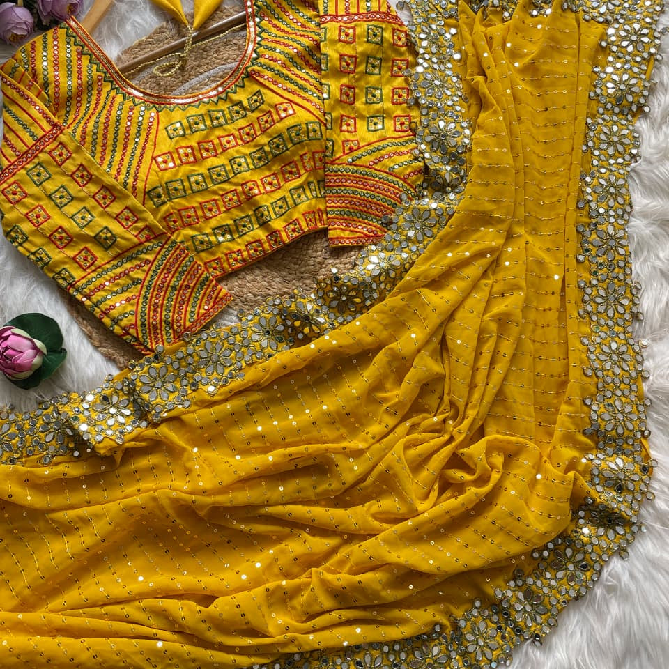 Grand Blockbuster Original Mirror Saree