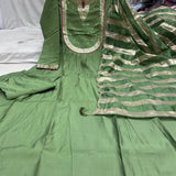 Olive Festive Silk Anarkali Suit