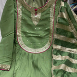 Olive Festive Silk Anarkali Suit