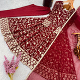 Maroon Heavy Embroidered Gown