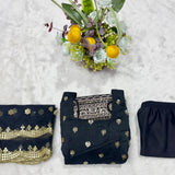 Black Crafted Embroidered Suit