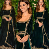 Designer Green Velvet Anarkali Gown