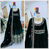 Designer Green Velvet Anarkali Gown
