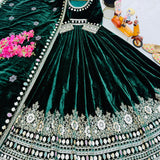 Designer Green Velvet Anarkali Gown