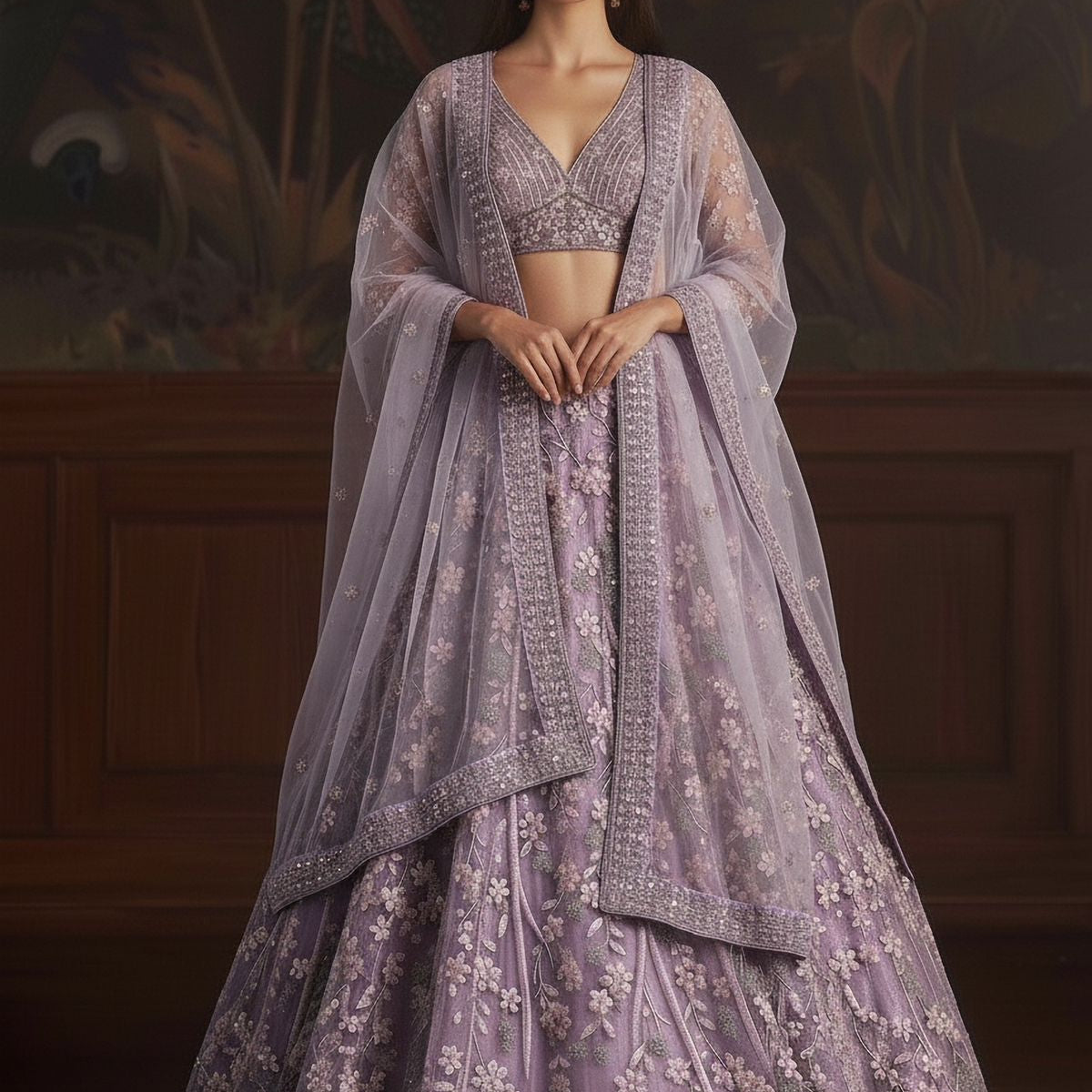 Adorn Wedding Embroidered Net Lehenga