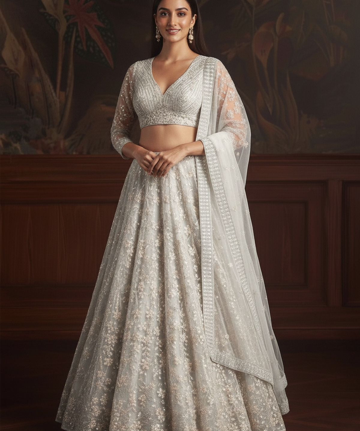 Adorn Wedding Embroidered Net Lehenga