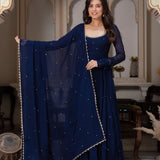 Charming Dark Blue Anarkali Gown