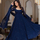 Charming Dark Blue Anarkali Gown