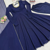 Charming Dark Blue Anarkali Gown